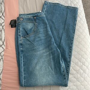 BRAND NEW NEVER WORN Fashion Nova adjustable waist baggy jeans